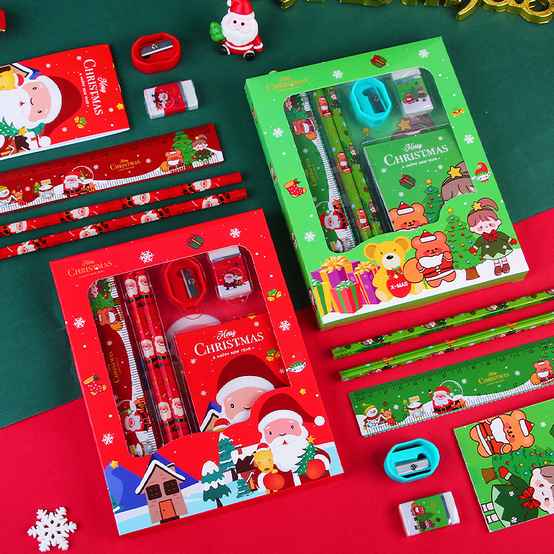 Cute Eraser Pencil Stationery Cartoon Stationery Kit for Children Birthdays Primary School Supplies Students Christmas Gift Set
