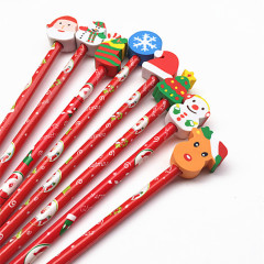 Custom Logo Printed Christmas Gift Eraser Kids School Stationery Pencil Set