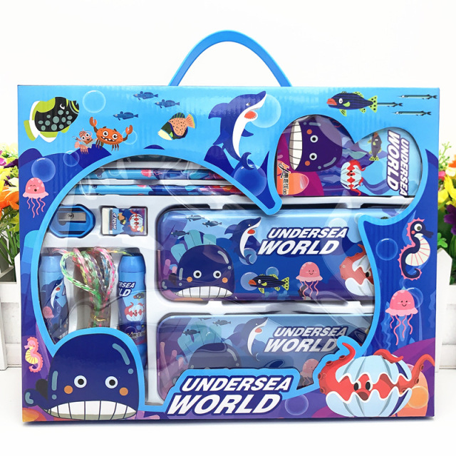 New Arrived Cartoon Student School Supplies Gift Set Children Stationery Learning Set Birthday Gift Portable Gift Box