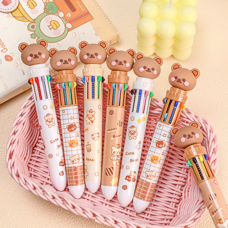 Bear Cartoon Ballpoint Pen 0.5mm Colorful Ink Cute Gel Pens Silicone Kawaii Pens School Office Supplies Korean Stationery
