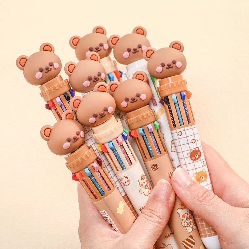 Bear Cartoon Ballpoint Pen 0.5mm Colorful Ink Cute Gel Pens Silicone Kawaii Pens School Office Supplies Korean Stationery