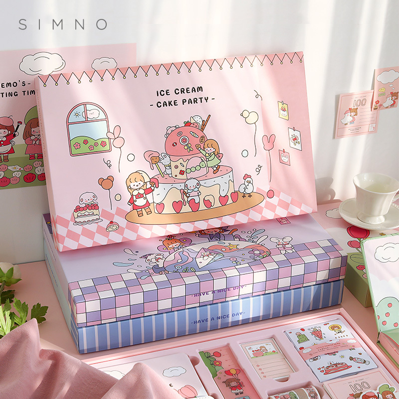 New Design Simple Literary Hardcover Notebook Papeleria Kawaii Tape Memo Pad Set Gift Stationery Products