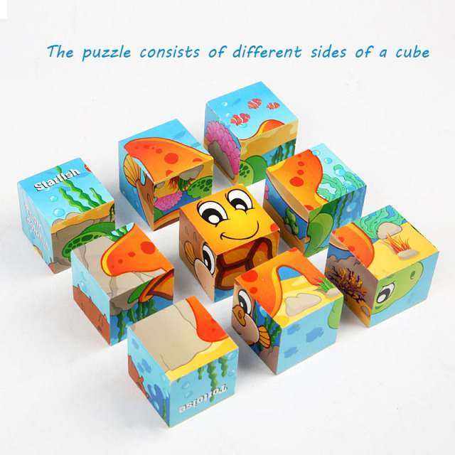 Wooden Puzzle Cube Blocks Kids Toys Puzzle Educational Toys for Children Wooden Montessori Game New Baby Wood Puzzle Box Opp Bag