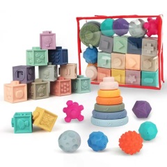 Wholesale Soft Baby Teething Toys Stacking Building Blocks for Infants Sensory Developmental Education Toys