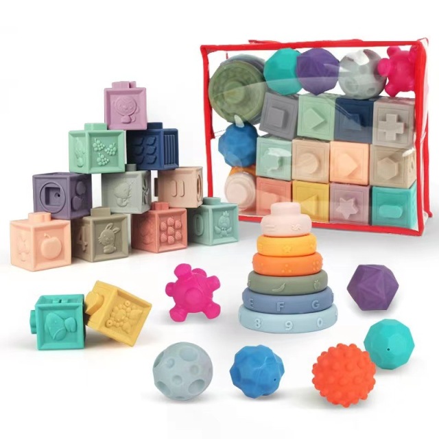 Wholesale Soft Baby Teething Toys Stacking Building Blocks for Infants Sensory Developmental Education Toys
