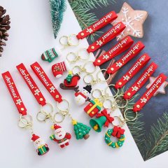 Hotsale New Arrive PVC Soft Christmas Keychain Cute Cartoon Bag Ornaments Christmas Small Keychain New Year Decor Xmas Keyring