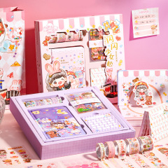 Cute Journals Set Notebook for Students Tape Sticky Note Stickers Birthday Gift Set for Student