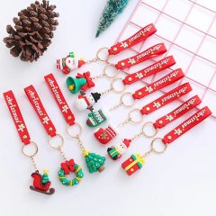 Hotsale New Arrive PVC Soft Christmas Keychain Cute Cartoon Bag Ornaments Christmas Small Keychain New Year Decor Xmas Keyring