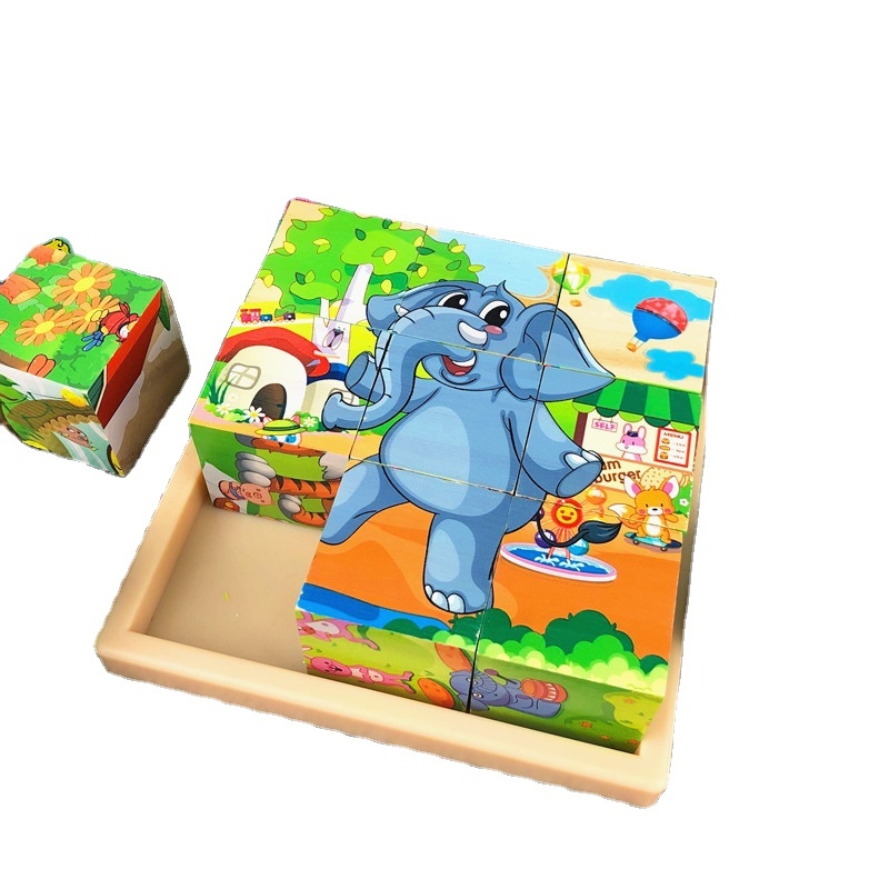 Wooden Puzzle Cube Blocks Kids Toys Puzzle Educational Toys for Children Wooden Montessori Game New Baby Wood Puzzle Box Opp Bag