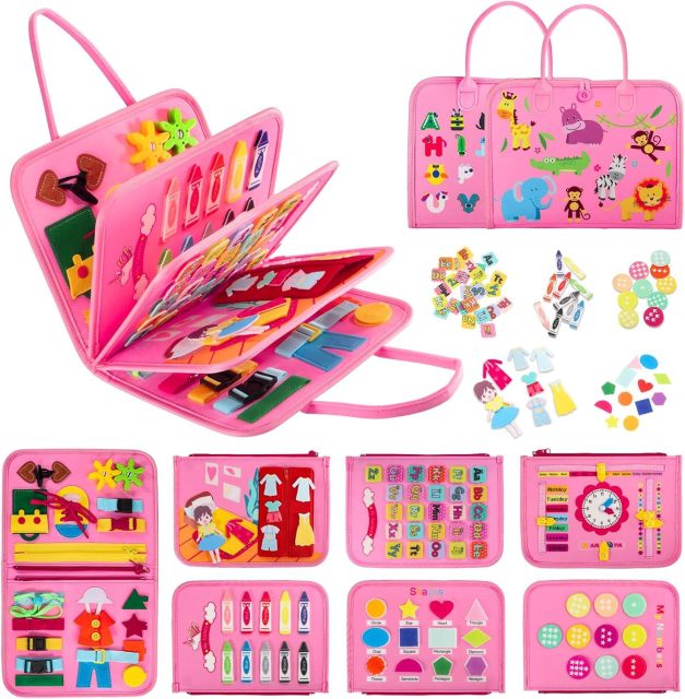 Hotsale Activity Board Montessori Kids Felt Busy Learning Basic Dress Skill Educational Travel Baby Sensory Toys