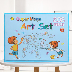 Custom Non-Toxic Plastic Kids Painting Drawing Art Set Coloring Book Stationery Set with Easel for Kids
