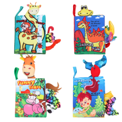 B081 2020 New Design Animal Baby Tail Cloth Books Kids Puzzle Toys