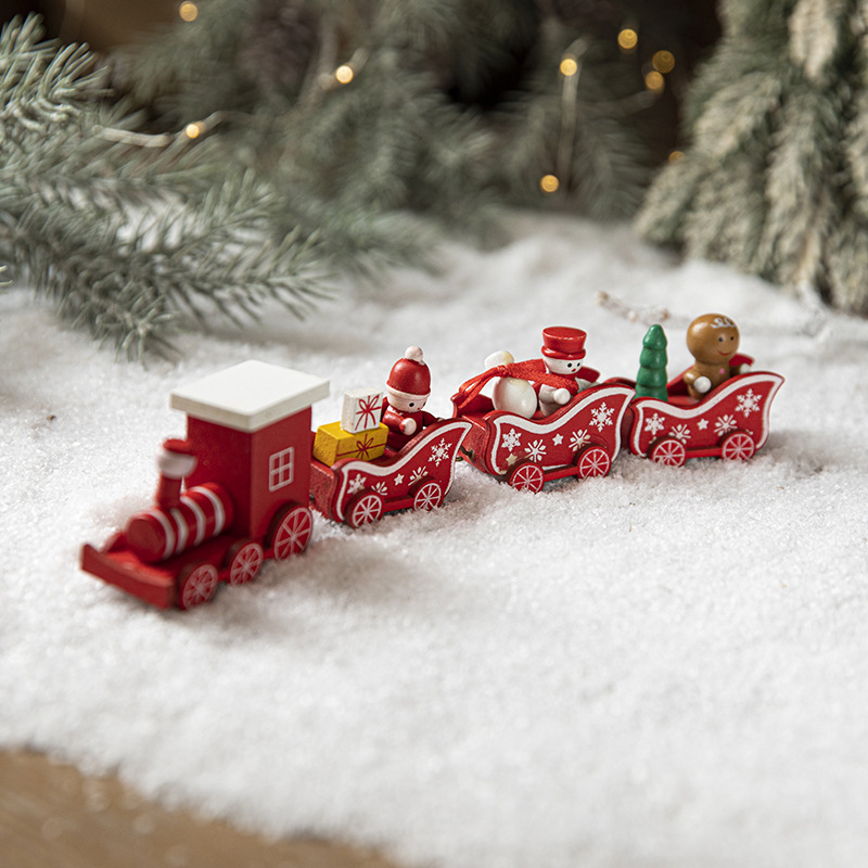 Christmas Gifts Wooden Paintings Small Train Decoration Ornaments Decorations and Holiday Arrange