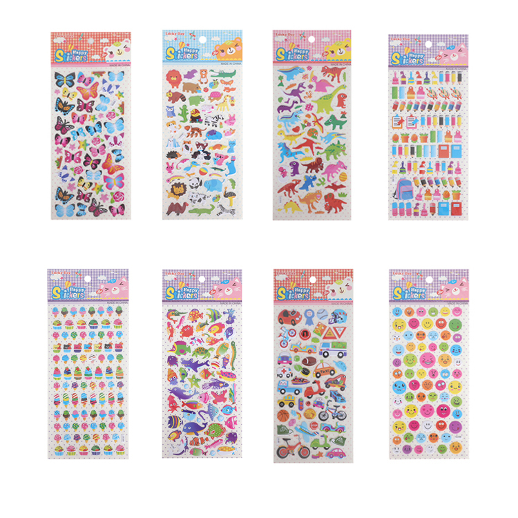 Hot Selling High Quality Bulk Reusable Kids Cartoon Animals 3D Puffy Stickers for Decoration