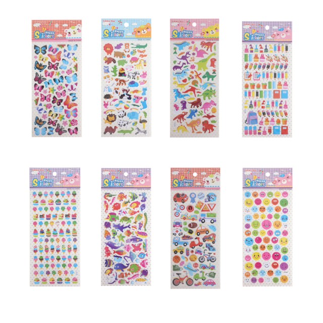 Hot Selling High Quality Bulk Reusable Kids Cartoon Animals 3D Puffy Stickers for Decoration