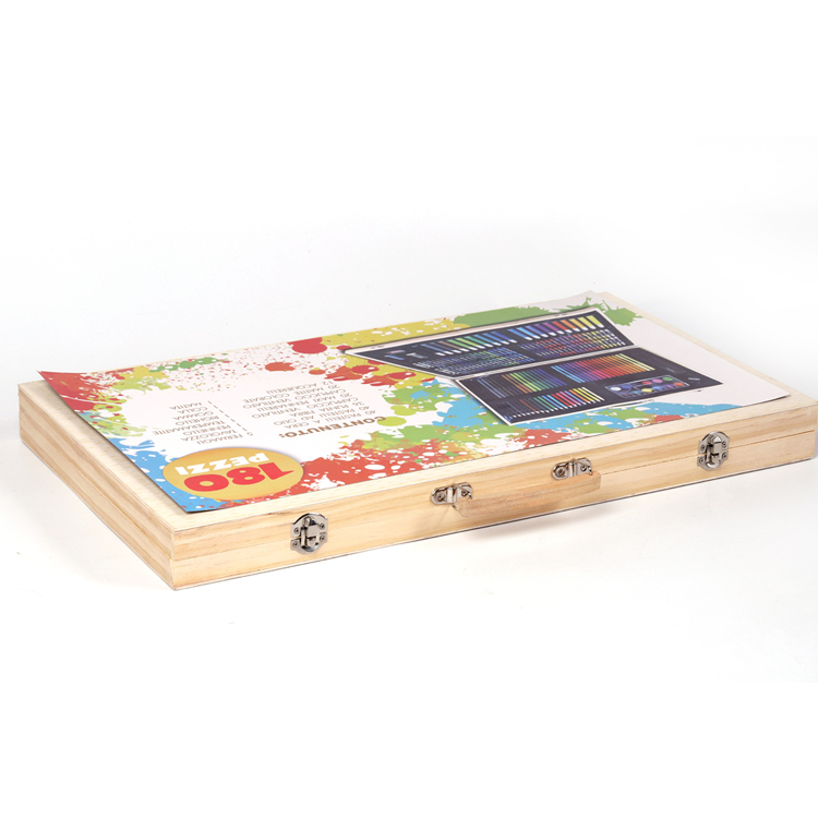 Wholesale Deluxe Wooden Case Drawing Art Set Colouring Set Professional Art Kit for Kids