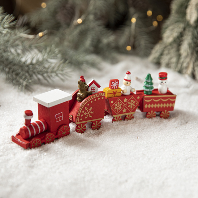 Christmas Gifts Wooden Paintings Small Train Decoration Ornaments Decorations and Holiday Arrange