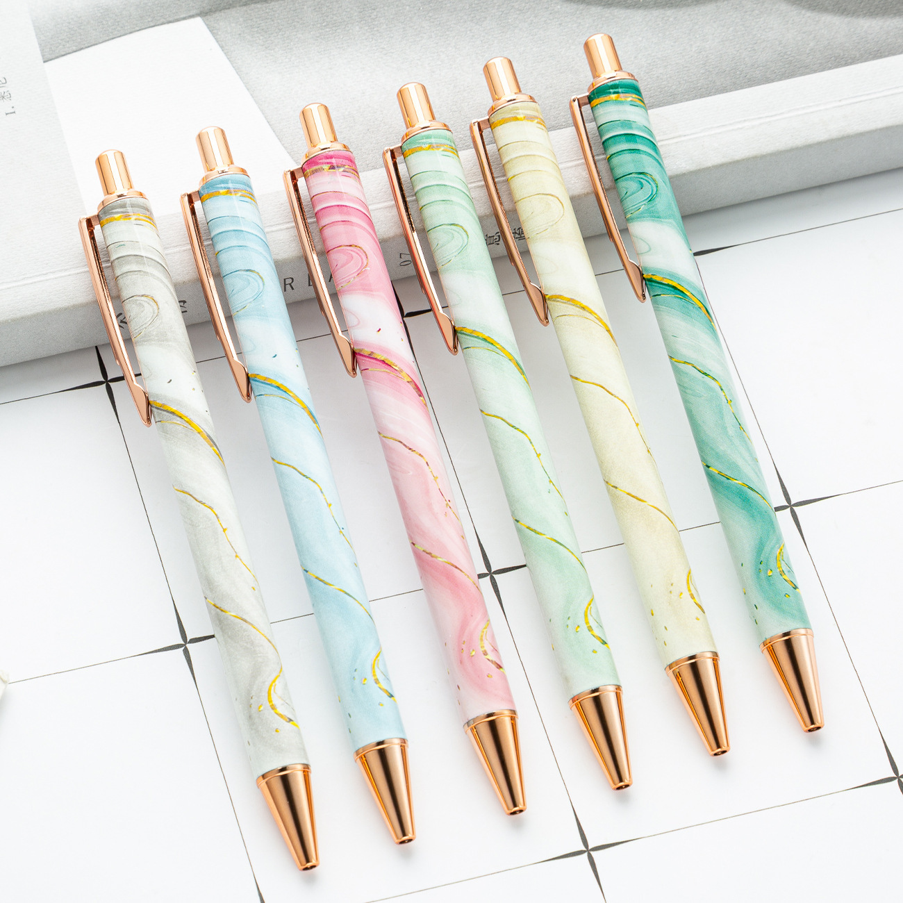 Promotional Rose Gold Ball Pen Luxury Advertise Ballpoint Pen Custom Rose Gold Pen With Logo Printed Pattern Christmas Style