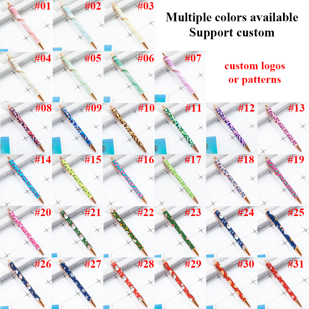 Promotional Rose Gold Ball Pen Luxury Advertise Ballpoint Pen Custom Rose Gold Pen With Logo Printed Pattern Christmas Style