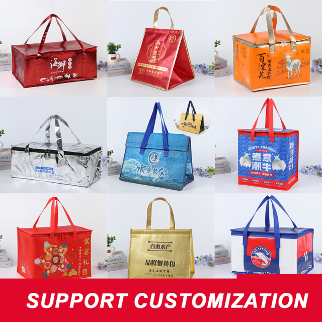 OEM Custom Preservation Insulated Cooler Bag Logo Delivery for Food Delivery Bag Reusable Thermal Non Woven Aluminum Foil Bag