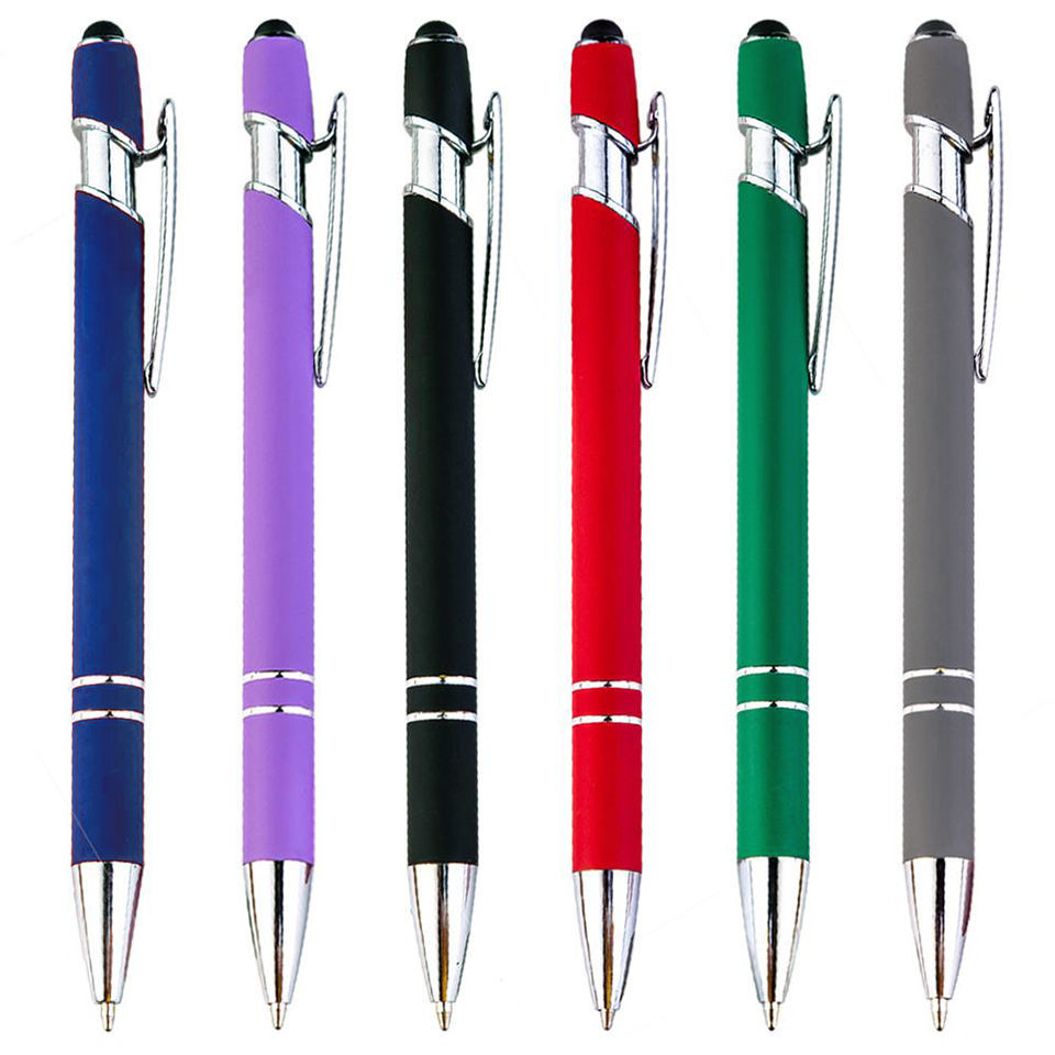 Custom Logo Pen Supplier Metal Rubber Ball Pen Gift OEM Custom Logo Promotional Touch Screen Ballpoint Pen With Logo