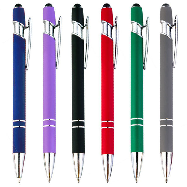 Custom Logo Pen Supplier Metal Rubber Ball Pen Gift OEM Custom Logo Promotional Touch Screen Ballpoint Pen With Logo