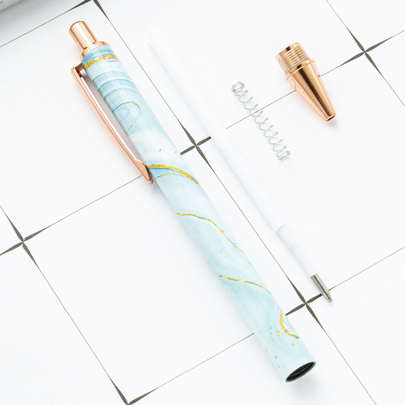 Promotional Rose Gold Ball Pen Luxury Advertise Ballpoint Pen Custom Rose Gold Pen With Logo Printed Pattern Christmas Style
