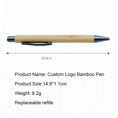 Promotion Eco Bamboo Ball Pen Luxury Advertise Bamboo Ballpoint Pen Custom Wood Pen with Custom Logo Printed Laser Logo Printing