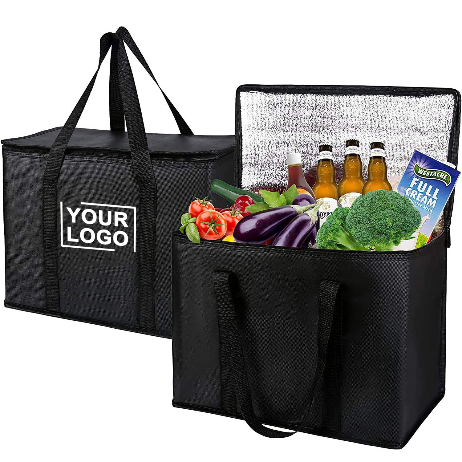 Custom Insulated Cooler Bag Portable With Logo Blank Cooler Lunch Bag for Food Reusable Thermal Insulated Cooler Bag Non Woven