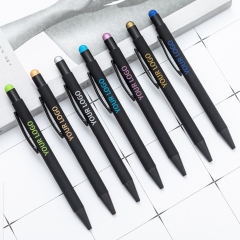 Promotional Black Gold Touch Screen Metal Ball Pen Luxury Advertise Ballpoint Pen Custom Rose Gold Pen with Printed Custom Logo