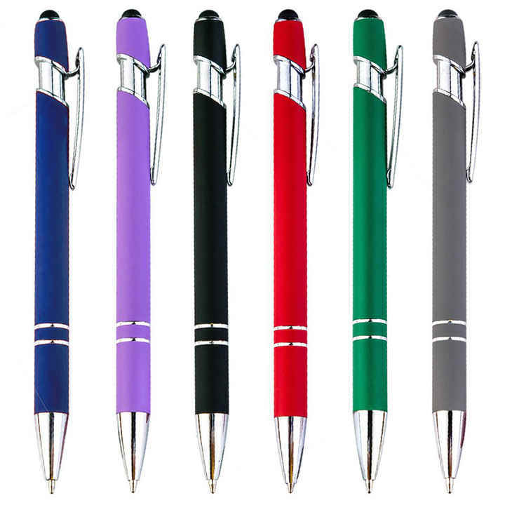 Custom Logo Pen Supplier Metal Rubber Ball Pen Gift OEM Custom Logo Promotional Touch Screen Ballpoint Pen With Logo