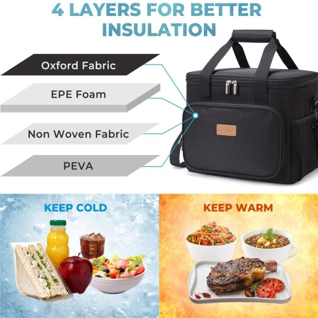Factory Custom Logo Oxford Lunch Cooler Bag Insulated for Office Travel Picnic Thermal Bag OEM Portable Soft Tote Cooler Box