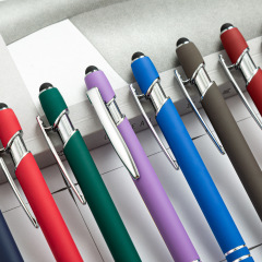 Custom Logo Pen Supplier Metal Rubber Ball Pen Gift OEM Custom Logo Promotional Touch Screen Ballpoint Pen With Logo