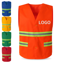 Custom logo Reflective Safety Vest Sanitation Worker Reflective Fabric for Clothing Wholesale Custom Reflective Vest with logo