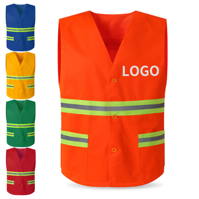 Custom logo Reflective Safety Vest Sanitation Worker Reflective Fabric for Clothing Wholesale Custom Reflective Vest with logo