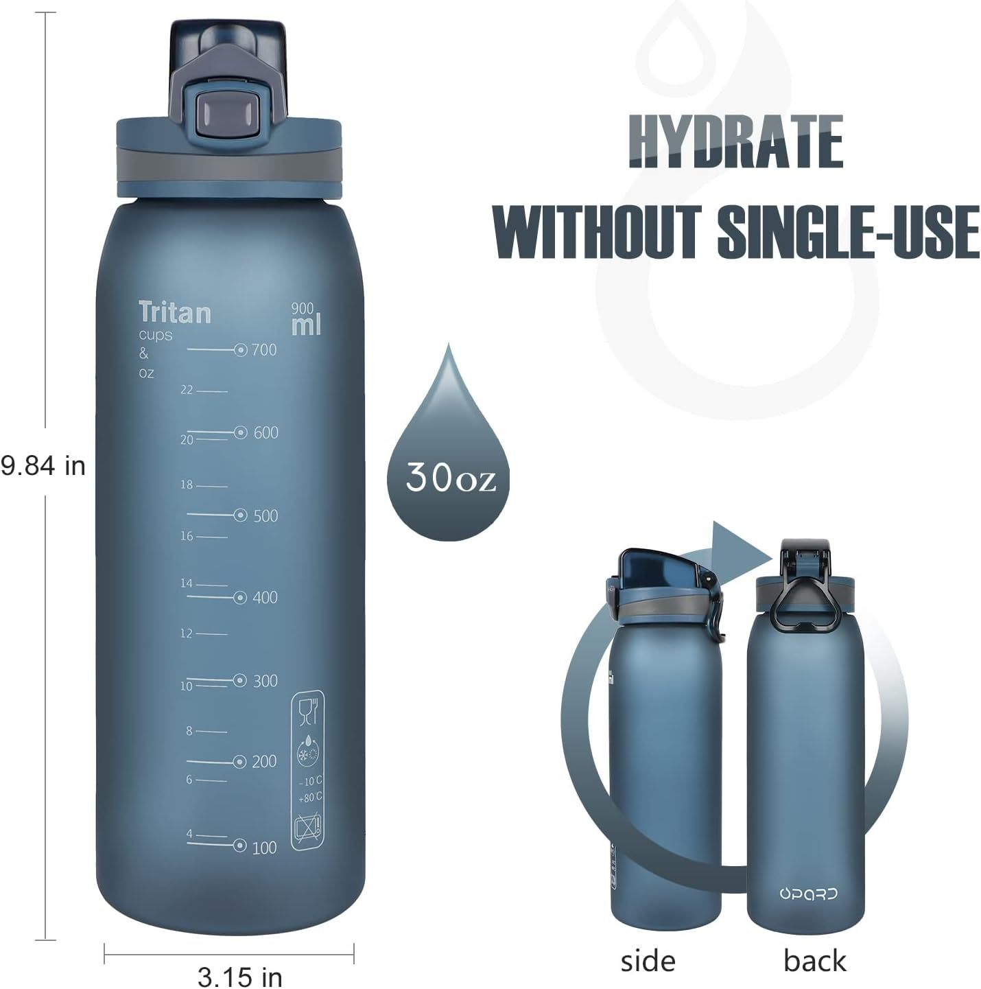 Custom 30oz Sports Water Bottle With Leak Proof Flip Top Lid With Logo BPA Free Tritan Reusable Plastic for Gym and Outdoor