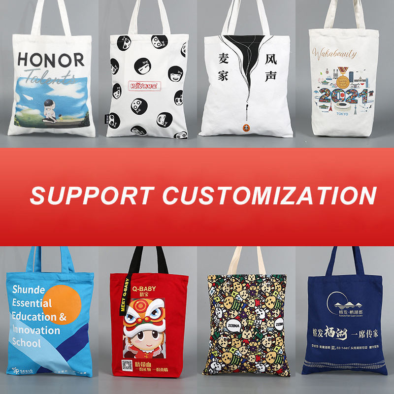 Custom Canvas Cotton Tote Shop Bag With Logo Hot Sale Design Reusable Shopping Bag Promotion Cheap Customizable Bags Print