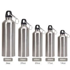 Factory Aluminium Water Bottle with Custom Logo 500ml 600ml Water Bottle Vacuum Thermos for Sport with Climbing Buckle
