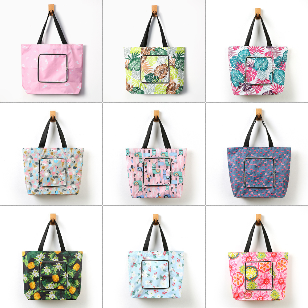 Wholesale Custom Shopping Bags with Logos Foldable Grocery Bag Portable Oxford Waterproof Tote Bags with Custom Printed logo
