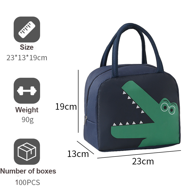 Promotional Customized LOGO Cute Cartoon Lunch Bag Portable Oxford Thickened Thermal Insulation Picnic Bag Rice Bag Office