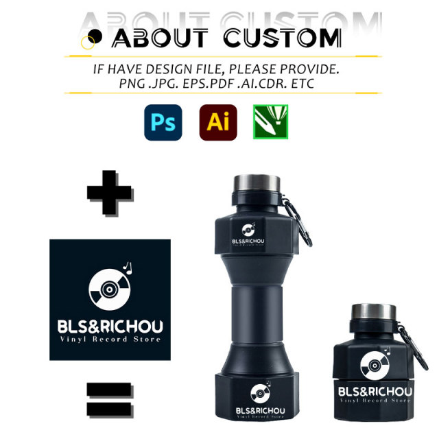 Unisex Silicone Sports Drink Water Bottle Barbell Design Wholesale Folding Collapsible Bottle Custom Logo Gym Appropriate Free