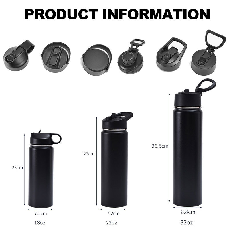 Custom Logo Stainless Steel Sports Water Bottle  Wholesale Large Capacity Wide Mouth Insulated Cup Portable Outdoor Water Cup