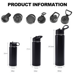 Custom Logo Stainless Steel Sports Water Bottle  Wholesale Large Capacity Wide Mouth Insulated Cup Portable Outdoor Water Cup