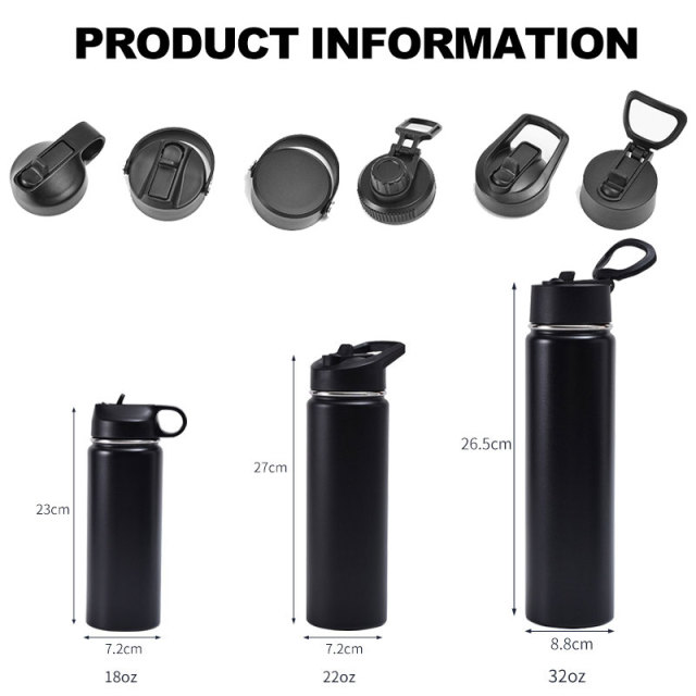 Custom Logo Stainless Steel Sports Water Bottle  Wholesale Large Capacity Wide Mouth Insulated Cup Portable Outdoor Water Cup