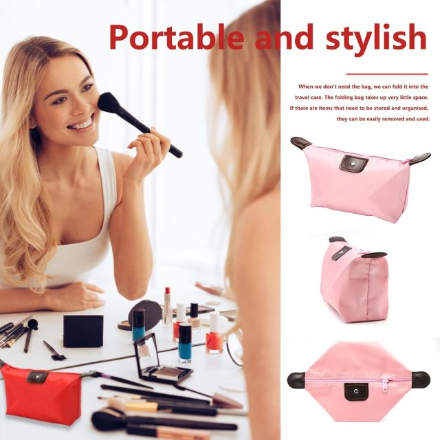 Promotional Candy Color Cosmetic Storage Makeup Bag Summer Travel Portable Foldable Clutch Women Bag with Customized Logo