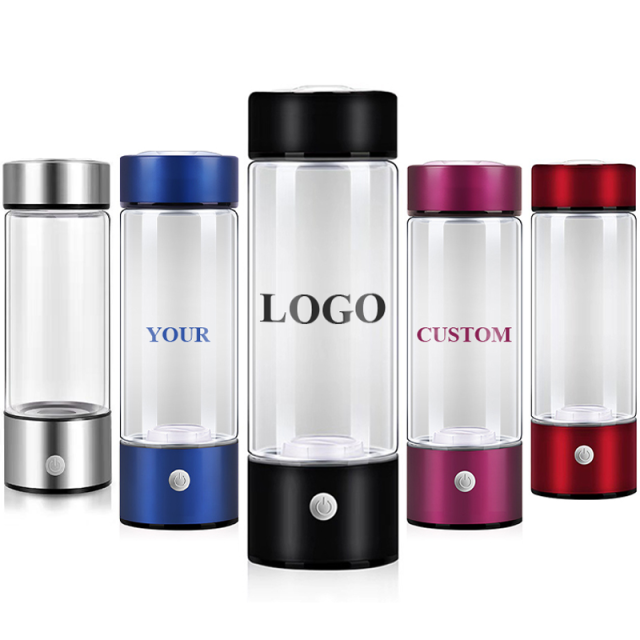 Factory Filter Water Bottle Hydrogen Alkaline Hydrogen Water Bottle Hydrogen Water Generator With Glass Bottle with Custom logo