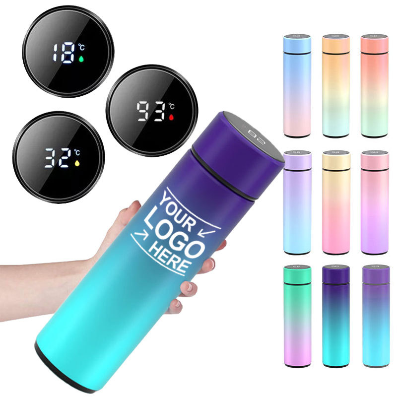 Factory Wholesale Vacuum Insulated Smart Water Cup Custom 500ml LED Vacuum Flask Stainless Steel Smart Water Bottle With Logo