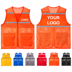 Wholesale Custom Reflective Vest with logo Construction Engineering Traffic Safety Work Clothes Men's Vest with Custom logo