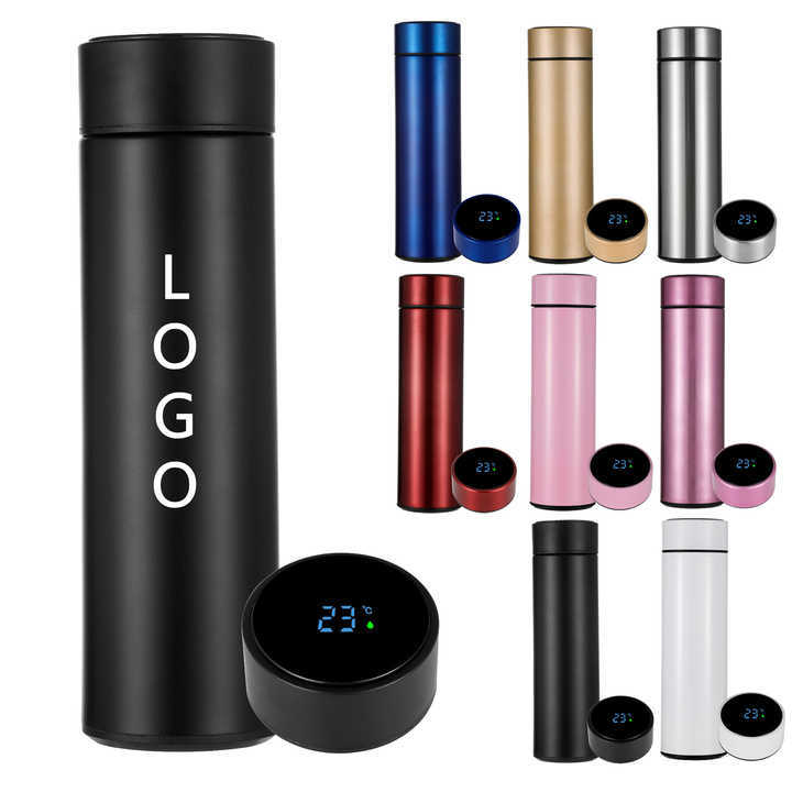 Wholesale Custom 16oz 17oz Smart Thermos with Temperature Water Bottle with Printing Logo Custom Packaging Business Gift Box