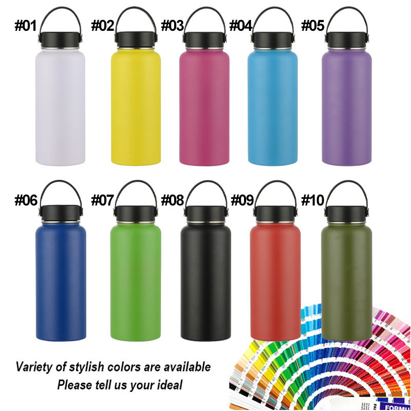 Custom Logo Stainless Steel Sports Water Bottle  Wholesale Large Capacity Wide Mouth Insulated Cup Portable Outdoor Water Cup